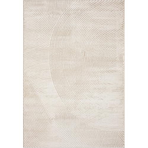 Abani Neutral Beige Area Rug | 8' x 10' Tan Geometric Carpet with Zen Circle Pattern | Rugs for Living Room, Bedroom, Office - color: Beige, size: 8' x 10' (Rectangular)