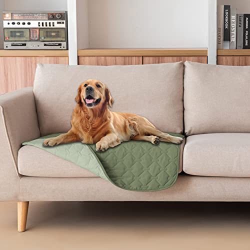 gogobunny 100% Double-Sided Waterproof Dog Bed Cover Pet Blanket Sofa Couch Furniture Protector for Puppy Large Dog Cat, Reversible (30x30 Inch (Pack of 1), Dark Green/Light Green) - color: Dark Green/Light Green, size: 30x30 Inch (Pack of 1)
