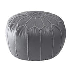 nuLOOM Classic Moroccan Faux Leather Filled Ottoman Pouf - color: Grey