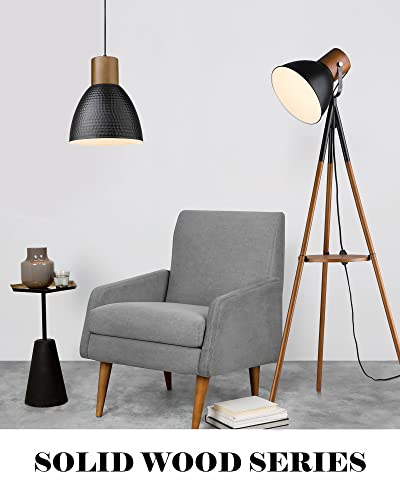 ELYONA Hammered Pendant Light, 10.2” Industrial Hanging Lamp with Solid Wood & Metal Shade, Modern Pendant Light Fixtures for Kitchen Island, Bar, Farmhouse Dining Room, Bedroom, Living Room, Black - color: Black - 1 Pack