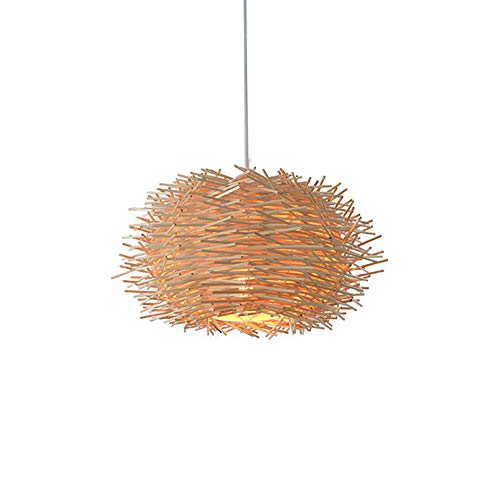 Hand-Woven Bamboo Pendant Light, Lantern Lamp Rattan Single Light Weaving Natural Wooden Ceiling Hanging Fixture with Adjustable Cord for Kitchen Dining Room Restaurant Farmhouse (Dome, Style 6, 40cm) - color: Dome, Style 6, 40cm