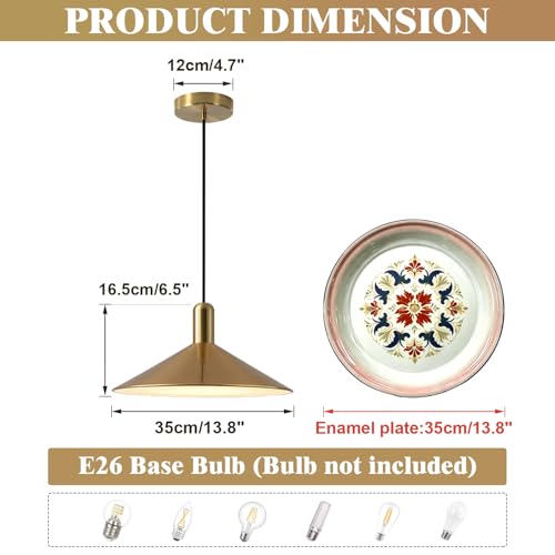 KCO Lighting Mid Century Modern Dome Pendant Light Large Farmhouse Island Lighting Gold Barn Pendant Lights Brass Kitchen Hanging Lights - color: Gold