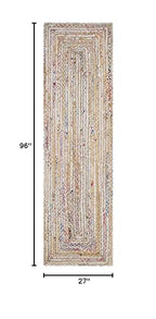 SAFAVIEH Cape Cod Collection Runner Rug - 2'3" x 8', Beige & Multi, Handmade Jute & Cotton, Woven Braided Design (CAP202B) - color: Beige/Multi, size: 2'3" x 8' (Runner)