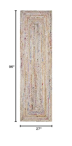 SAFAVIEH Cape Cod Collection Runner Rug - 2'3" x 8', Beige & Multi, Handmade Jute & Cotton, Woven Braided Design (CAP202B) - color: Beige/Multi, size: 2'3" x 8' (Runner)
