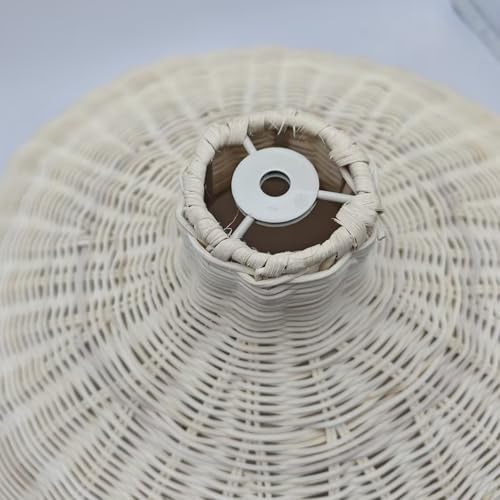 MIXL-Rattan Woven Pendant Light,Scalloped Shade Small Hanging Light,Rustic Kitchen Island Lighting,Boho Style Pendant Lamp for Living Room Bedroom - color: 18.11 Inches
