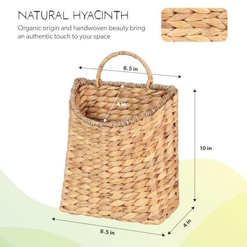 Woven Hanging Water Hyacinth Baskets, Hanging Wall Wicker Basket, Handmade Organizer Baskets, Hanging Flower Basket for Shelves, Walls, Doors, Balconies, Front of House, Garden, Farmhouse, Home. - color: Light Brown