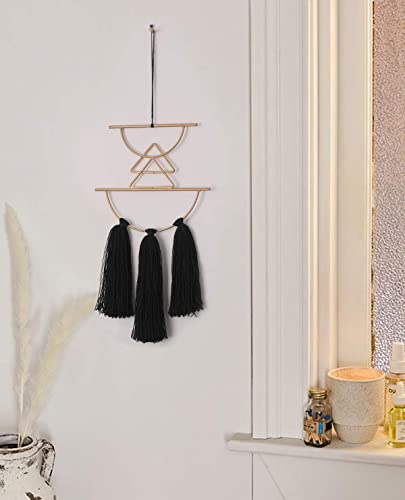 IOWER Boho Wall Decor Black Macrame Wall Hanging Metal Art Cute Home Small Decor for Livingroom Bedroom12 H - color: Black