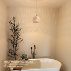 Mini Hemp Rope Woven Pendant Light Woven Light Fixture Boho Chandelier Light Fixture Wicker Pendant Light Rattan Light Pendant Dome Wicker Chandelier for Bedroom Kitchen Island(Bulb Incl.) - color: 8.7" Natural