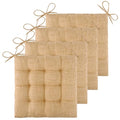 ELFJOY 4 Pack Chair Cushions for Dining Chairs Chair Pads Cushion for Kitchen Office Tufted Textured Square Seat Cushion with Ties (16" Khaki) - color: Khaki
