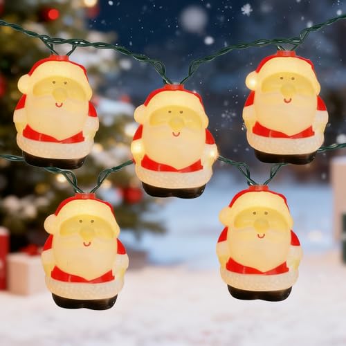 8.5Ft Christmas Santa Light, Christmas Decorations String Lights with 10 Santa Claus Bulbs, Plug in Hanging Fairy Lights for Indoor Party Kid's Room Xmas Tree Patio Bedroom Garden Decor - color: Santa Claus