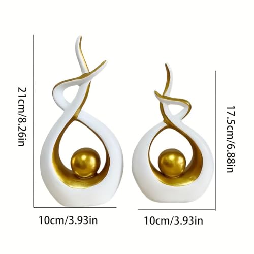 Baoblaze 2 Pieces Abstract Art Sculpture,Home Decor Luxury Elegant Unique Modern Decorative for Dining Room Office Housewarming Gift, Gold