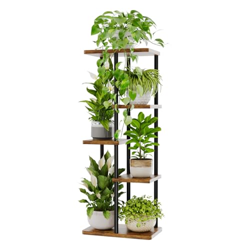 Bamworld Corner Plant Stand Indoor, 5 Tier Metal Plant Shelf for Multiple Plants, Tiered Flower Pot Stands for Patio Garden Balcony Living Room Bedroom, Brown - color: Brown, size: 5 Tier