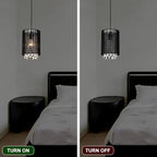 LaLuLa Mini Crystals Plug in Pendant Light,1-Light Hanging Lamps for Living Room Plug in,Bedrooms,Girls Room,Vanity,Playhouse,Closet - color: Black, size: 7"