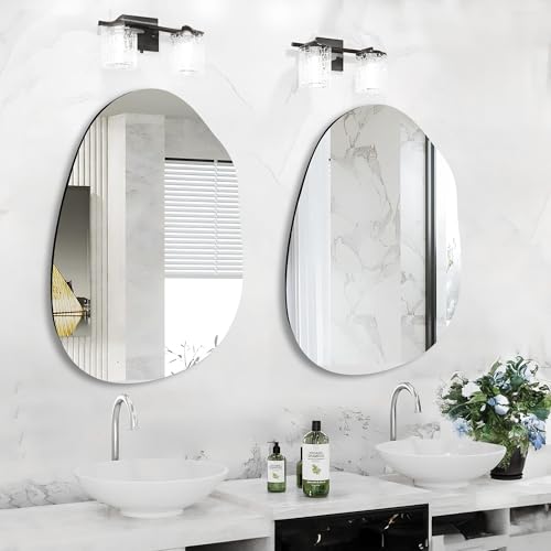 Tanmicoshomy Irregular Wall Mirror 24x36 Inch | Tempered Glass, For Bathroom Living Room Bedroom - color: Black B, size: 36"L x 24"W