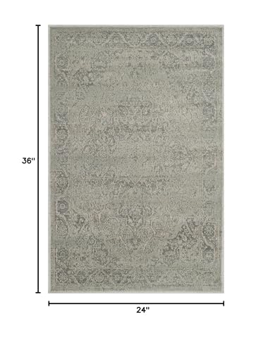 SAFAVIEH Vintage Collection Accent Rug - 2' x 3', Silver, Oriental Traditional Distressed Viscose Design, Ideal for High Traffic Areas in Entryway, Living Room, Bedroom (VTG159-7660) - color: Silver, size: 2' x 3' (Rectangular)
