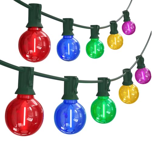 SUNSGNE G40 LED Christmas Globe String Lights, 50FT Shatterproof Round Colored Christmas Lights with 27 LED Clear Multicolor Bulbs(2 Spare) for Patio Balcony Roofline Garden Decor - color: Multicolor, size: 50FT