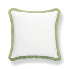 Hofdeco Premium Grandmillennial Coastal Hampton Patio Indoor Outdoor Throw Pillow Cover Only, 22"x22" Water Repellent for Backyard, Couch, Poolside, White Grass Green Solid - color: White Grass Green Solid 22"x22"