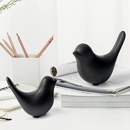 Notakia Small Birds Statues Home Decor Modern Style Decorative Ornaments for Living Room Decor, Bedroom, Office Desktop, Cabinets (Black 2Pcs Birds) - color: Black 2pcs Birds