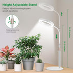 Aumtrly Grow Lights for Indoor Plants, 80 LED Full Spectrum Desk Plant Light for Growing Small Plant, Height Adjustable 24.5" Halo Grow Lamp with Base, 6/12/16H Timer, 3 Light Modes, 5 Dimming - size: 1 head 24.5inch/white