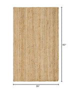 Rugs.com Hand Braided Jute Rug – 3' x 5' Natural Flatweave Rug Perfect for Entryways, Kitchens, Breakfast Nooks, Accent Pieces - size: 3'3" x 5' (Rectangular)