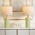 G-SAFAVA 20.5" Small Table Lamps for Living Room Lamp Set of 2 Ceramic Lamps for Bedroom Bedside Lamps Modern Boho Lamps for Night Stands Farmhouse Nightstand Lamp Side End Table Lamp, Light Green - color: Light Green