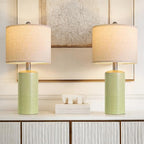 G-SAFAVA 20.5" Small Table Lamps for Living Room Lamp Set of 2 Ceramic Lamps for Bedroom Bedside Lamps Modern Boho Lamps for Night Stands Farmhouse Nightstand Lamp Side End Table Lamp, Light Green - color: Light Green