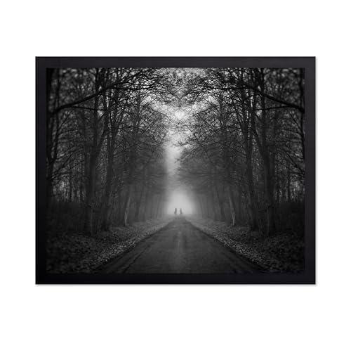 Monem Art Walking Down a Misty Path Print - Mysterious Foggy Road Poster - Dark Aesthetic Art - Monochrome Office or Bedroom Decor - 12x16 Unframed Wall Art by Adam Dauria - color: Style-01, size: 12"L x 16"W