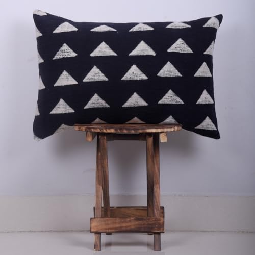 Trade Star Handloomed Throw Pillow Cover 100% Cotton Mudcloth Pillow Cover Tribal Print Boho Accent Bedroom Decoration Cushion Cover Handmade Indian Pillow Case Long Lumbar Cushion Case - color: Black (Maple), size: 22" x 14" (Pack of 1)