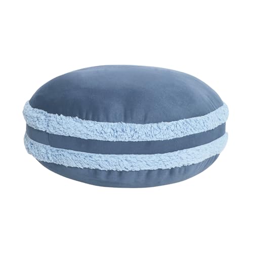 Round Throw Pillow Macaron Shape 16x16 Inches No Zipper Down-Like Polyester Filling Super Soft Feather-Like Touching Floor Pillow Home Décor Circle Cushion for Couch 40cm, Navy Blue, 1 Piece - color: Navy Blue, size: 16"D x 16"W x 6.5"H