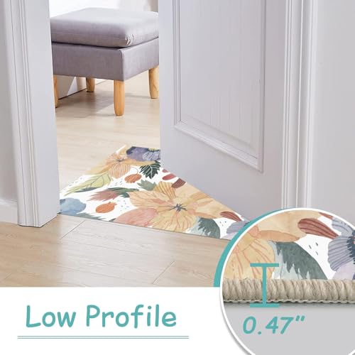 Floral Washable 1.5 x 2.5ft Rug, Boho Rugs for Bedroom, Ultra-Thin Indoor Living Room Area Rug Non Slip, Floral Printed Soft Rug for Nursery Room Entryway Dorm Classroom - color: Muted Lavender and Soft Beige, size: 1.5 x 2.5ft / 18 x 30in / 45 x 75cm