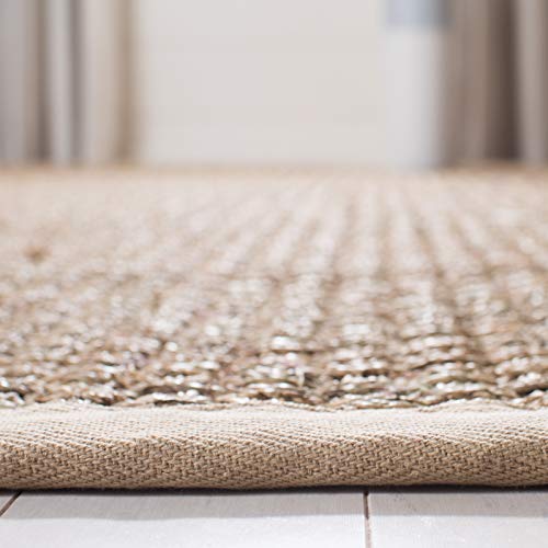 SAFAVIEH Area Rug 5' Round - Natural Fiber Collection - Natural & Beige, Seagrass, Basketweave Pattern with Border (NF114A) - color: Natural/Beige, size: 5' (Round)