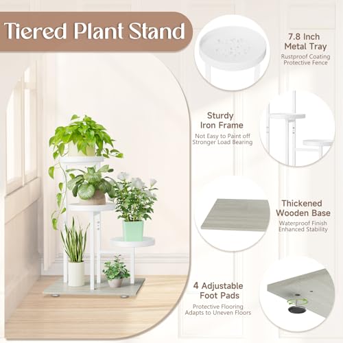 iDavosic.ly 3 Tier Plant Stand Indoor, Tiered Corner Flower Holder Shelf Outdoor, Metal Tall Orchid Display Rack for Patio Porch Garden Balcony Office Living Room, Space Saving, White - color: White, size: 3 Tiers