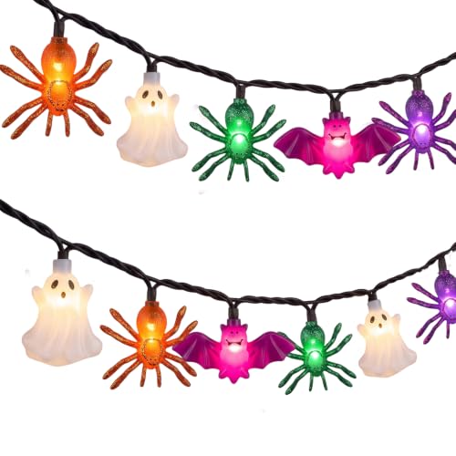 8.5ft LED Halloween String Lights with 10 LED Bulbs, Fairies Bats Spiders Lights - color: Multicolor Fairies Bats Spiders