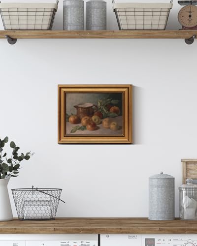 HUARCEY Gold Framed Vintage Wall Art for Living Room Harvest Apples Still Life Oil Painting Artwork Shelf Decor Abstract Picture Canvas Print Farmhouse Fruit Wall Decor Bedroom Kitchen Bathroom 8"x10" - color: Apple, size: 10"L x 8"W