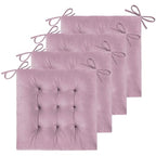 ELFJOY 4 Pack Chair Cushions for Dining Chairs Indoor Kitchen Seat Cushions with Ties Tufted Square Seat Pas for Kitchen Dining Office Room (16" Light Purple Velvet) - color: Light Purple