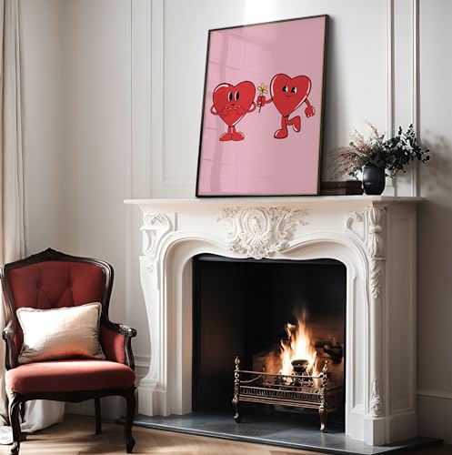 Poster Master Heart Couple Poster - Retro Love Print - Preppy Design - Trendy Art - Valentine's Day Couple Artwork - Groovy Hearts Design - Romantic Dorm or Bedroom Decor - 8x10 UNFRAMED - color: Style-08, size: 8"L x 10"W