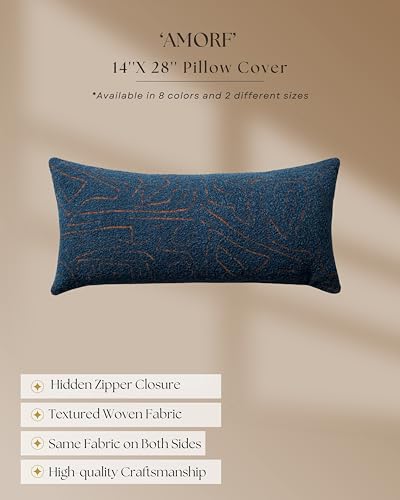 Throw Pillow Covers, Pack of 1 Woven Jacquard Cushion Covers for Sofas, Couches, Bed, Boho Home Decor, Cozy Soft and Comfortable Pillow Cases Bed, Amorf, Blue 14x28 Inch - color: Blue, size: 28" x 14" (Pack of 1)