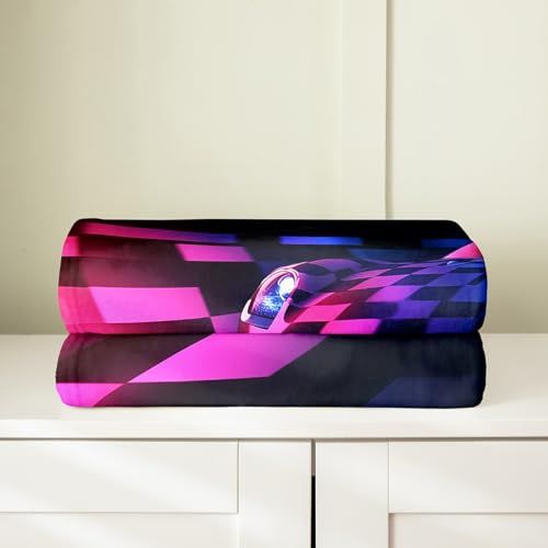 Cool Sports Car Flannel Blanket Pink Blue Neon Fleece Throw Blanket Lightweight Soft Cozy Luxury Geometric Grid Car Fuzzy Blankets for Sofa Bedroom All Season(Baby 30"x40") - color: Black, size: Baby