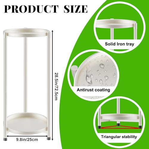 2 Tier Plant Stand Indoor Tall, White Corner Tiered Round Plant Stand for Indoor Multiple Plants, Metal Flower Pot Stands Outdoor Holders Plant Shelf Display Rack for Balcony Living Room - color: 2 Tier-Cream white
