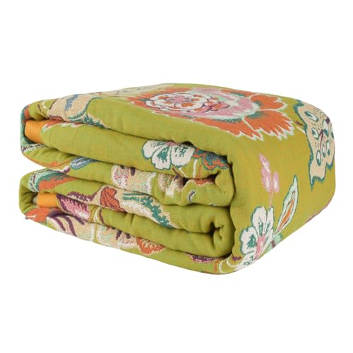 Boho Throw Blanket for Couch Bed, 100% Cotton Soft Rustic Quilt 80''x 90'', Super Soft Bohemian Decor Reversible Sofa Bed Chair Blanket Cover for All Seasons(Floral) - color: Floral 7, size: 80*90 inch