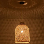 11.81" Dome Woven Pendant Light Fixture, Handmade Geometric Boho Bamboo Woven Pendant Light for Kitchen Dining Room Bedroom Living Room - color: 11.81"-1 Pack