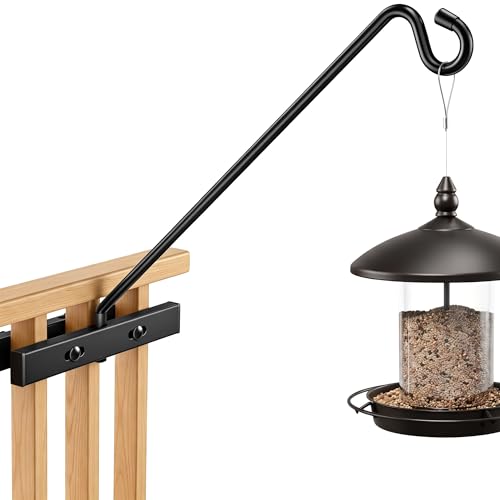 17-Inch Deck Bird Feeder Hanger for Railing, Outdoor Decor Plant Hanger, Balcony Railing Hook - 15LB Capacity - for Hanging Plants, Bird Feeders, Lanterns, Wind Chimes - size: 17 inch 1 Pack