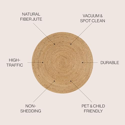 JONATHAN Y Soleil Jute Braided Circle Natural 3' Round Indoor Area Rug, Natural-Fibers, Geometric, Easy-Cleaning for Living Room, Bedroom, Kitchen, Pet Friendly, Non-Shedding (RNF103A-3R) - size: 3' (Round)