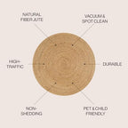 JONATHAN Y Soleil Jute Braided Circle Natural 3' Round Indoor Area Rug, Natural-Fibers, Geometric, Easy-Cleaning for Living Room, Bedroom, Kitchen, Pet Friendly, Non-Shedding (RNF103A-3R) - size: 3' (Round)