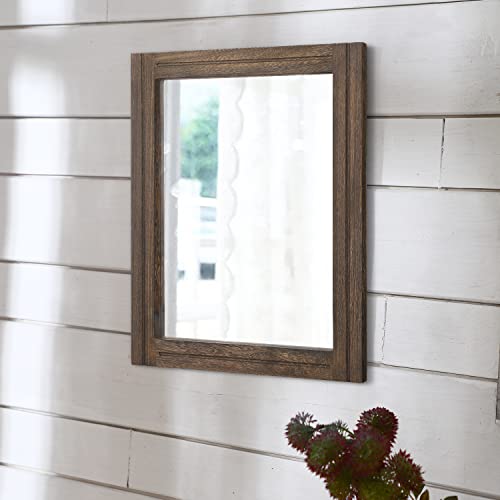 AAZZKANG Rustic Wood Mirror Rectangle Decorative Wall Hanging Mirrors with Frame Large 20"x16" for Bedroom Living Room Bathroom Home Entryway - color: Retro Brown, size: 20"L x 16"W