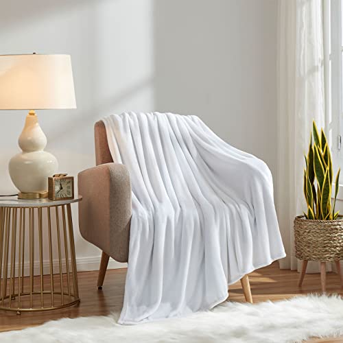 KMUSET Fleece Blanket Twin Size White Lightweight Throw Blanket Super Soft Cozy Microfiber Blanket 60x80 Inches - color: White, size: Twin(60"x80")