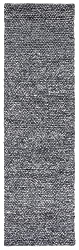 SAFAVIEH Natura Collection Runner Rug - 2'3" x 8', Dark Grey, Handmade Wool Blend, Textured Design, Ideal for Hallway, Bedroom, Foyer (NAT620H) - color: Dark Grey, size: 2'3" x 8' (Runner)