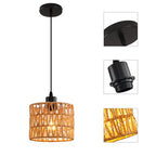 Woven Pendant Light Boho Chandelier, Rattan Pendant Lights Kitchen Island, Farmhouse Pendant Lighting with Hand Woven Wicker Shade, Boho Chandelier Light Fixtures Ceiling Hanging Light - color: 1 Pack Brown