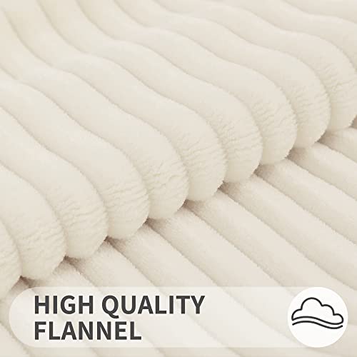 Simmore Decorative Throw Pillow Covers 16x16 Set of 2, Soft Natural Plush Flannel Double-Sided Fluffy Couch Pillow Covers for Sofa Living Room, Cream White - color: Cream White, size: 16" x 16" (Pack of 2)
