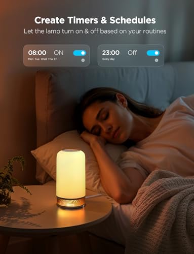 Govee RGBIC Smart Table Lamp 2, Touch Bedside Small Table Lamp Compatible with SmartThings, Matter, Alexa, Desk Lamp with 64 Scene Modes, Nightstand Lamp for Bedroom Living Room Night Light(Corded)
